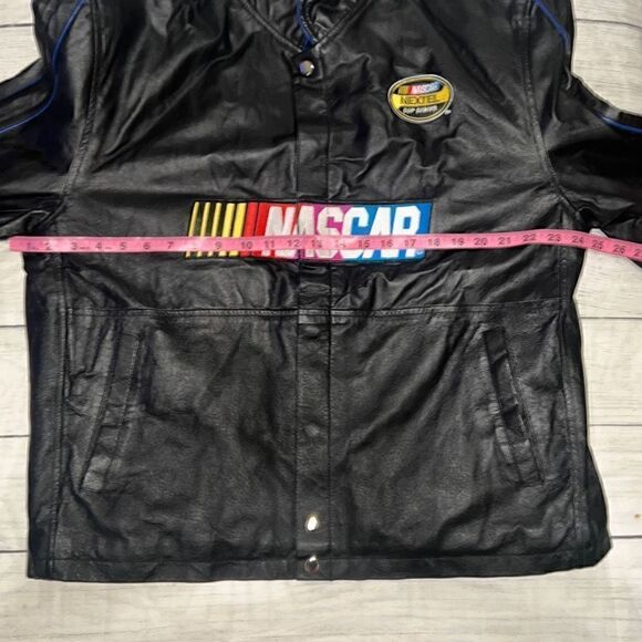 NASCAR Nextel Black Leather Bomber Jacket Coat Vintage RARE Embroidered sz Large - Picture 6 of 8